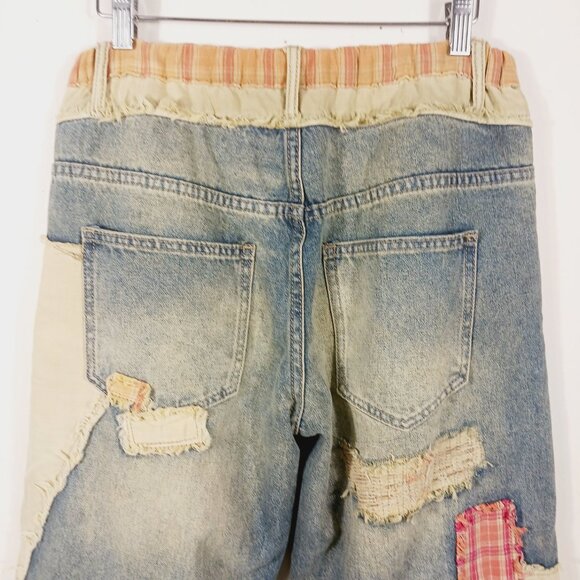 Oli & Hali Dawn Patchwork Wide Straight Jeans Size Small Mixed Media, Retro Edgy - Picture 8 of 16